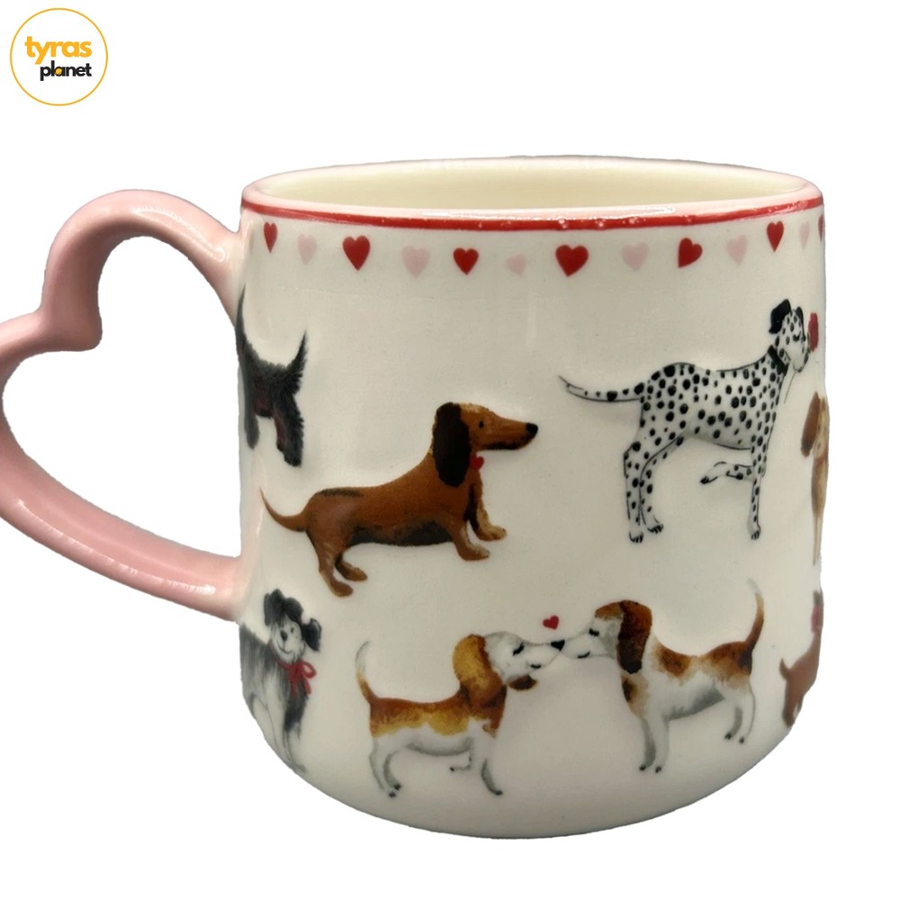 Pet Love By Tabletops Unlimited Valentines DOG Mug With Pink Heart Handle NEW
